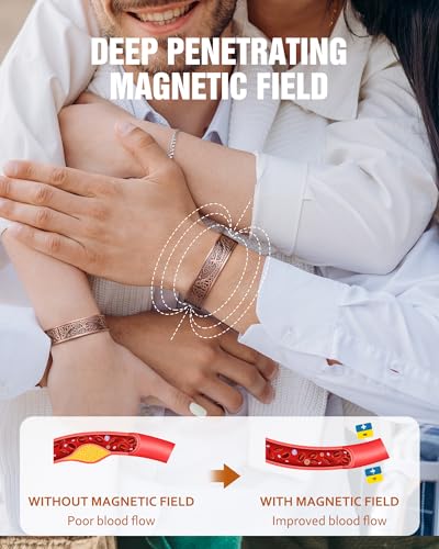 Pulsera de cobre para hombres, pulseras de cobre magnéticas de 18 veces la fuerza para aliviar el dolor