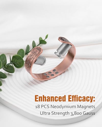 Pulsera de cobre, pulsera de cobre puro al 99,99 % para hombres, pulseras magnéticas de resistencia 18X para hombres