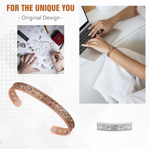 Pulseras magnéticas de cobre Jecanori de 2 piezas para mujeres y hombres para artritis y articulaciones