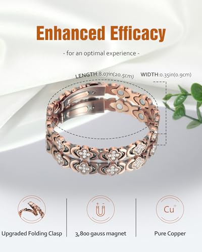 Pulsera de cobre puro para mujer Jecanori, pulseras magnéticas curativas eficaces