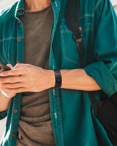 3 pulseras magnéticas para hombres, pulsera para hombre de acero inoxidable con imanes de neodimio resistentes y herramienta de medición de tamaño (negro)