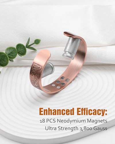 Pulsera de cobre para hombres, pulseras de cobre magnéticas de 18 veces la fuerza para aliviar el dolor