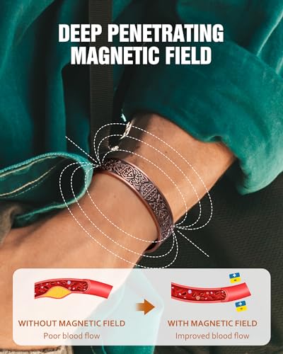 Pulsera de cobre para hombres, pulseras de cobre magnéticas de fuerza 18X efectivas para hombres