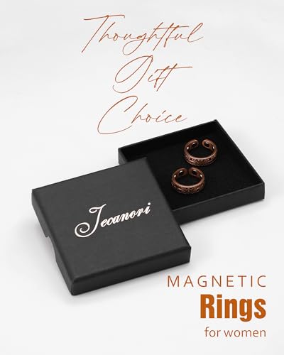 Anillos de cobre para mujeres, anillos de terapia magnética de cobre puro, anillos de drenaje linfático para mujeres (flor de cobre)