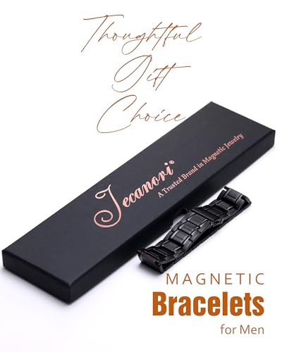 3 pulseras magnéticas para hombres, pulsera para hombre de acero inoxidable con imanes de neodimio resistentes y herramienta de medición de tamaño (negro)