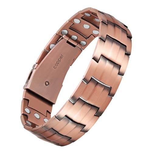 Pulsera de cobre puro Jecanori para hombre, ultrarresistente 3 veces mejorada