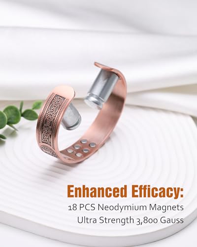 Pulsera de cobre para hombres, pulseras magnéticas de cobre para hombres con resistencia 18X y imanes de 3800 gauss