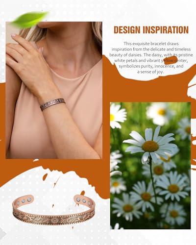 Pulsera y anillo de cobre para mujer, pulseras magnéticas de drenaje linfático y anillo de desintoxicación linfática