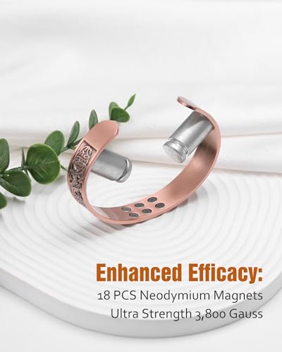 Pulsera de cobre para hombres, pulseras de cobre magnéticas de fuerza 18X efectivas para hombres