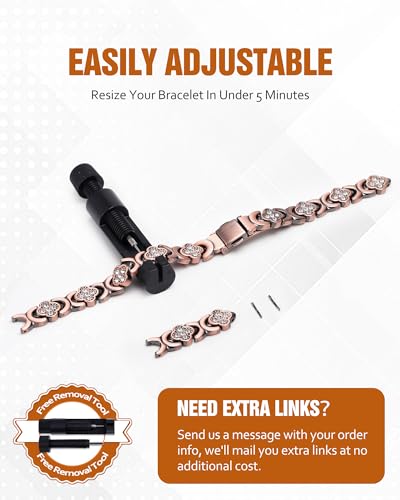 Pulsera de cobre puro para mujer Jecanori, pulseras magnéticas curativas eficaces