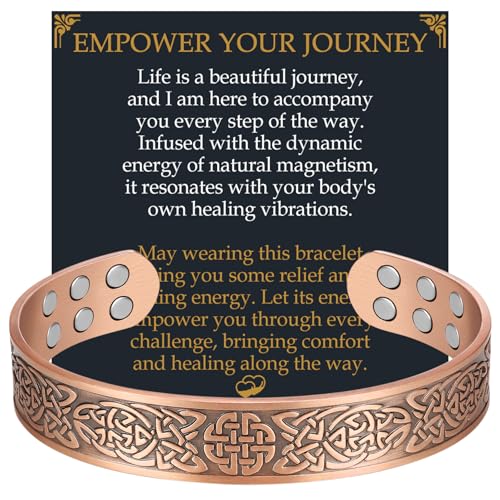 Pulsera de cobre para hombres, pulseras de cobre magnéticas de fuerza 18X efectivas para hombres