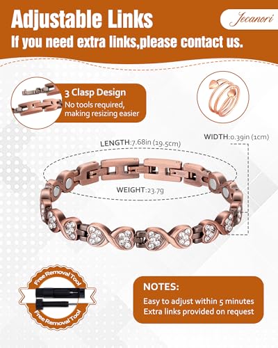 Pulseras de cobre puro para mujeres, pulseras magnéticas de cobre eficaces para mujeres