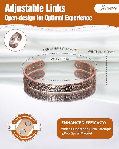 Pulsera y anillo de cobre para mujer, pulseras magnéticas de drenaje linfático y anillo de desintoxicación linfática