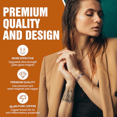 Pulseras magnéticas de cobre Jecanori de 2 piezas para mujeres y hombres para artritis y articulaciones