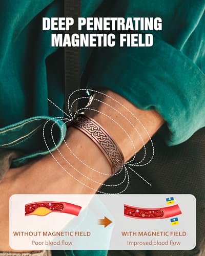 Pulsera de cobre para hombres, pulseras de cobre magnéticas para hombres con resistencia 18X