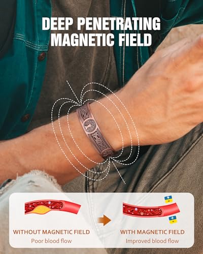 Pulsera de cobre para hombres, pulseras magnéticas de cobre para hombres con resistencia 18X y imanes de 3800 gauss