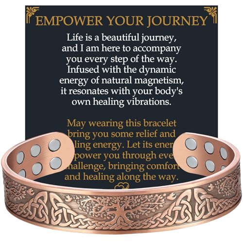Pulsera de cobre para hombres, pulseras de cobre magnéticas de 18 veces la fuerza para aliviar el dolor