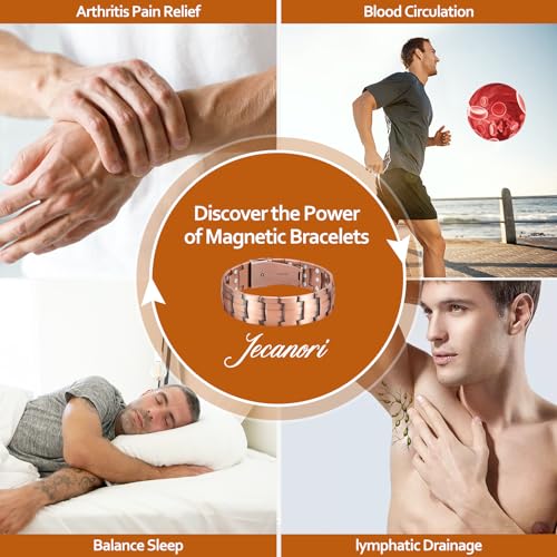 Pulsera de cobre puro Jecanori para hombre, ultrarresistente 3 veces mejorada