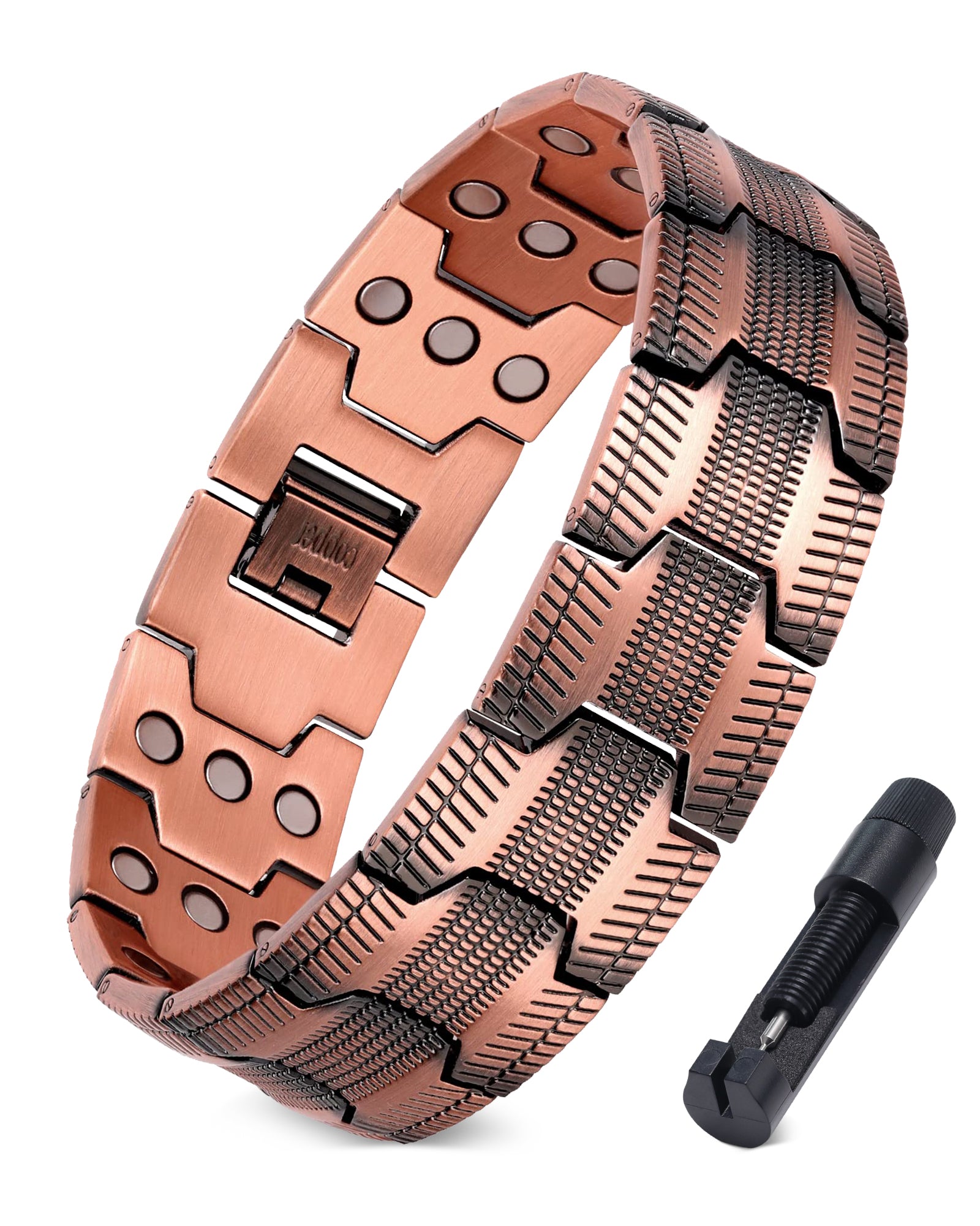 Jecanori 3X Strength Copper Magnetic Bracelet for Men,Pure Copper Bracelet Included Adjustable Sizing Tool