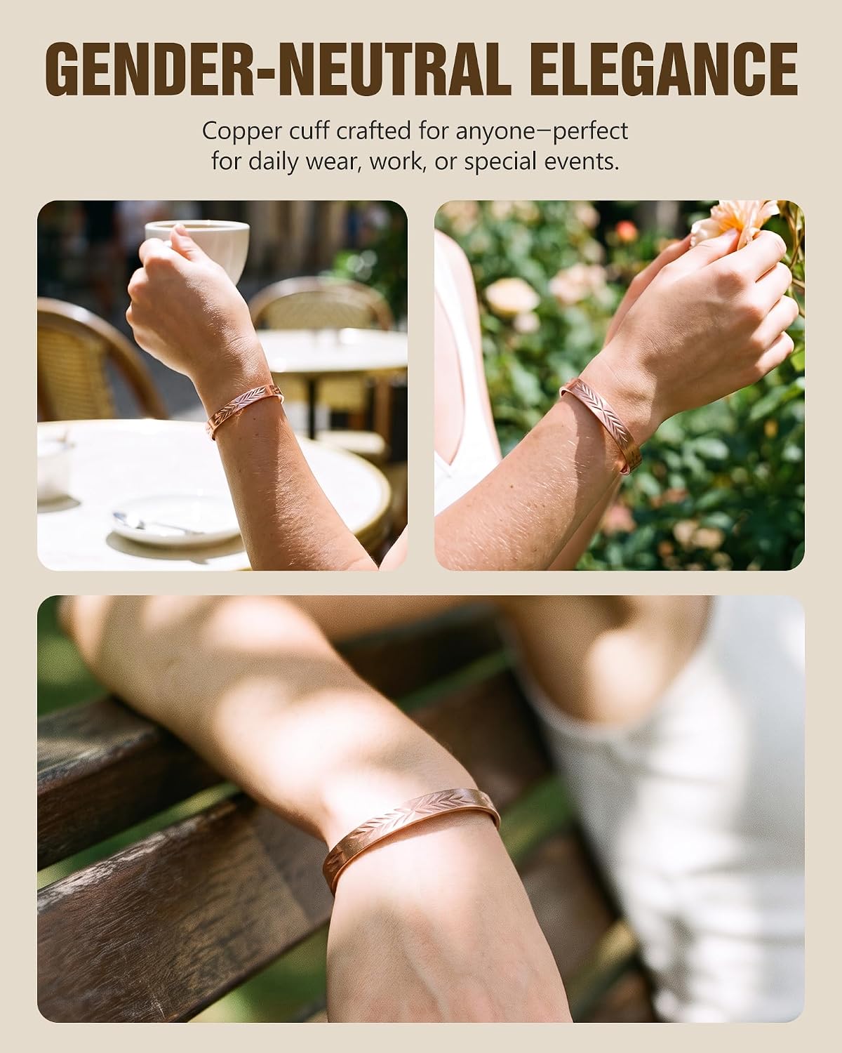 Pure Copper Bracelet & Ring for Women
