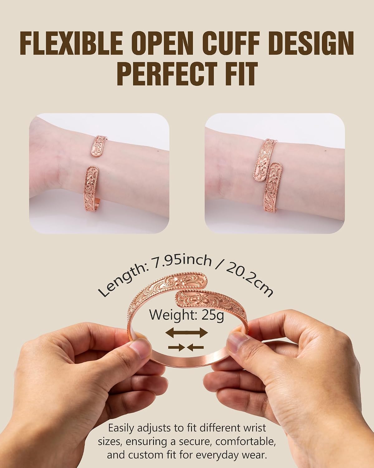 Jecanori Pure Copper Bracelet & Ring for Women