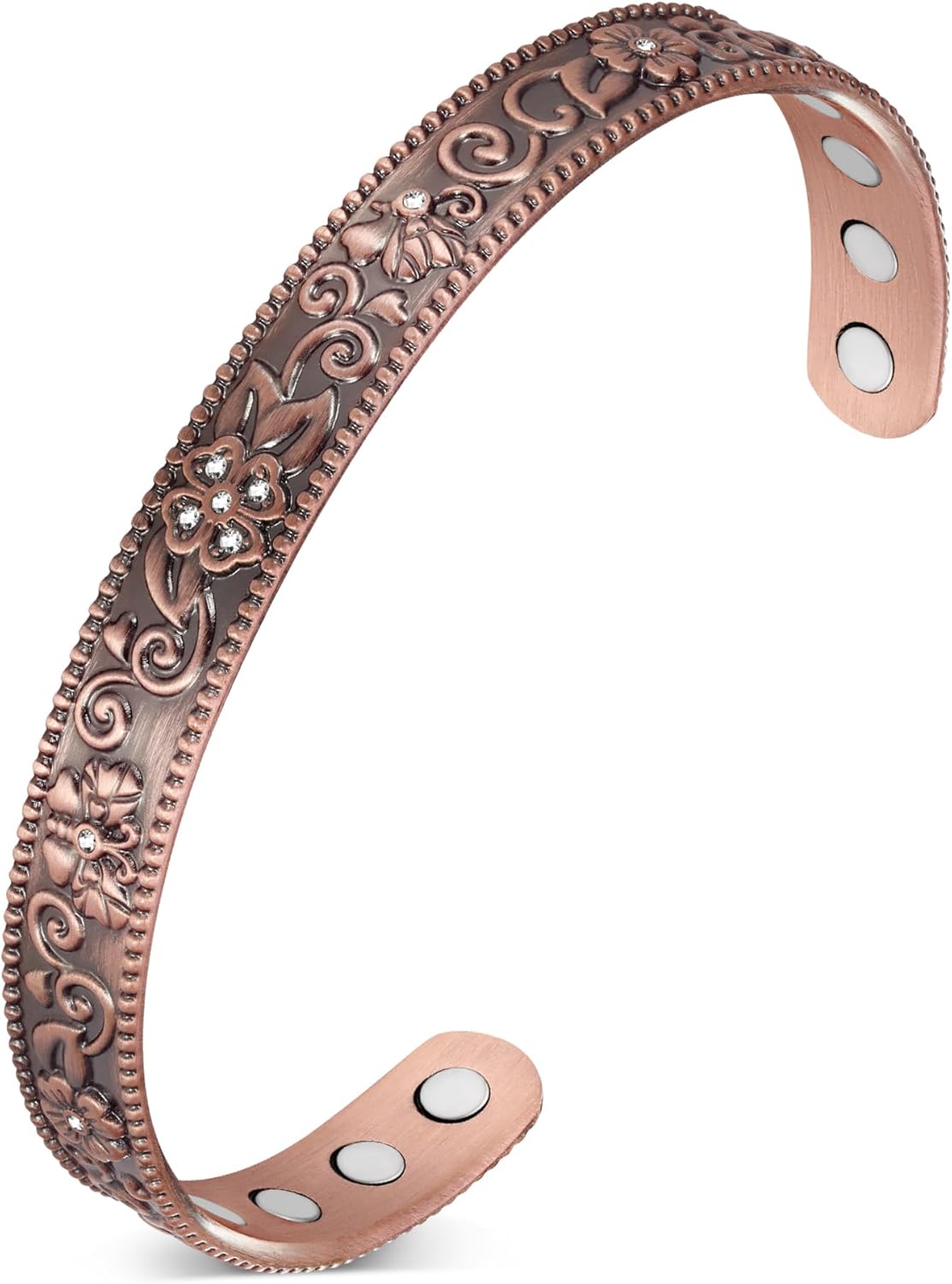 Pulseras de cobre Jecanori 12X para mujer, pulsera de cobre puro al 99,99 %, pulseras magnéticas de ultra resistencia (CloverButterfly)