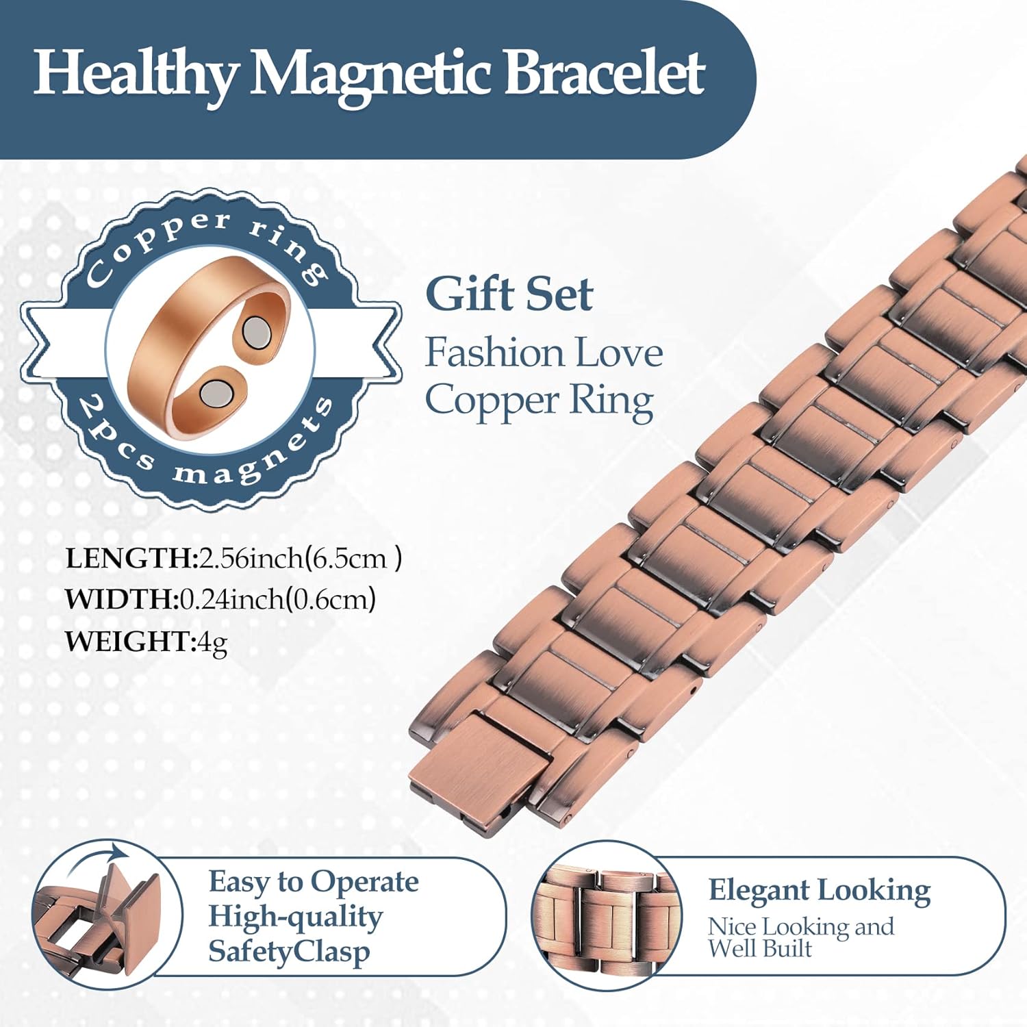 Jecanori 3X Strength Copper Magnetic Bracelet for Men