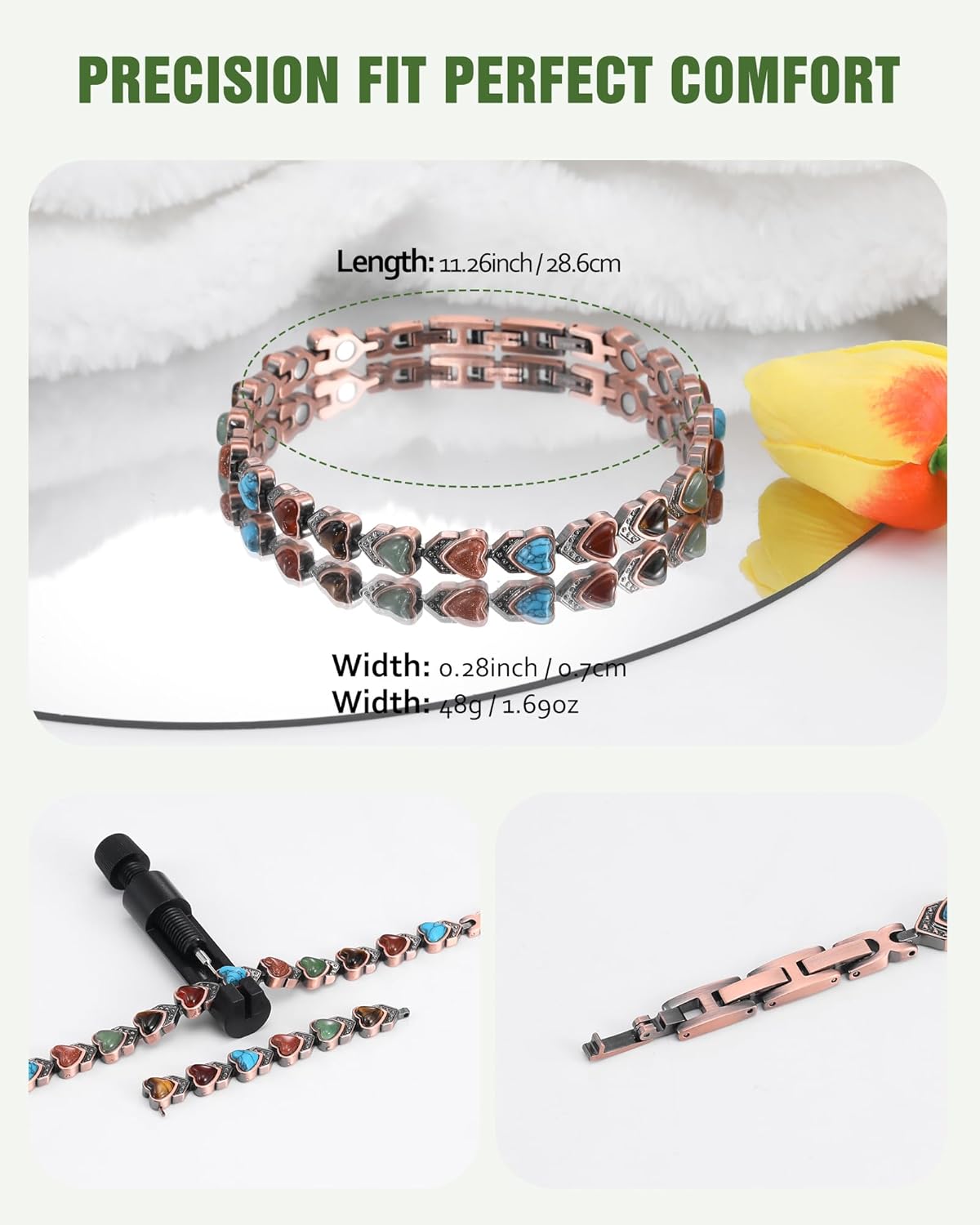 Jecanori Copper Ankle Bracelet for Women,3800 Gauss Ultra Strength Magnetic Anklet bracelet