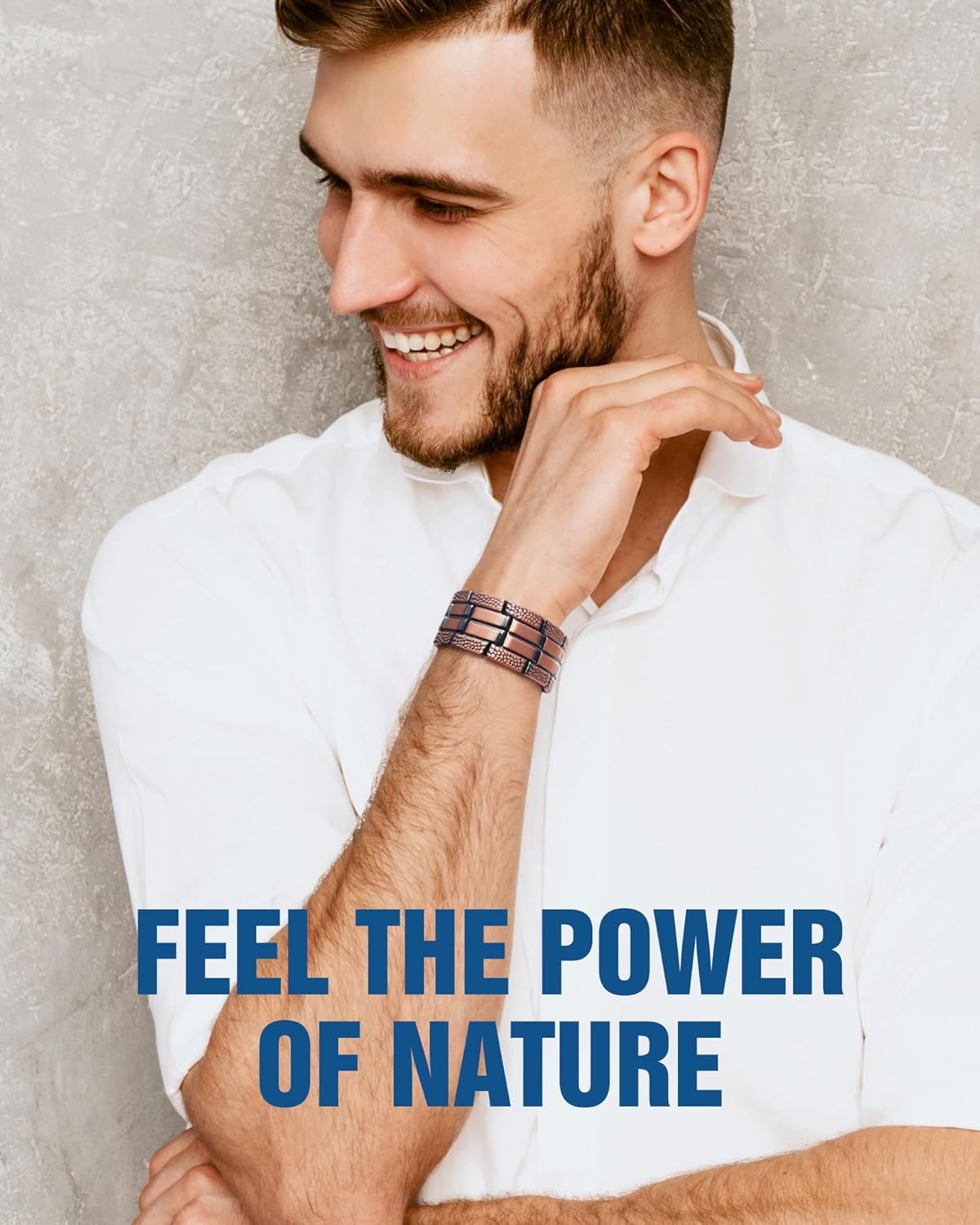 Pulsera de cobre Jecanori 3X para hombre, pulseras de cobre magnéticas para hombre con cierre plegable de primera calidad, herramienta ajustable incluida