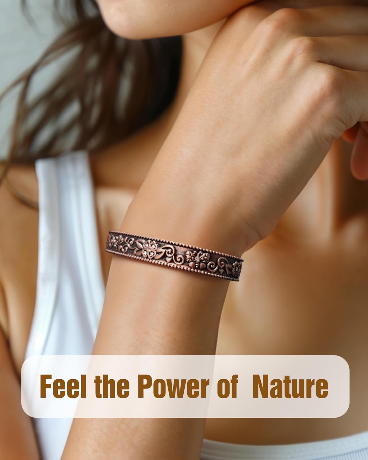 Pulseras de cobre Jecanori 12X para mujer, pulsera de cobre puro al 99,99 %, pulseras magnéticas de ultra resistencia (CloverButterfly)