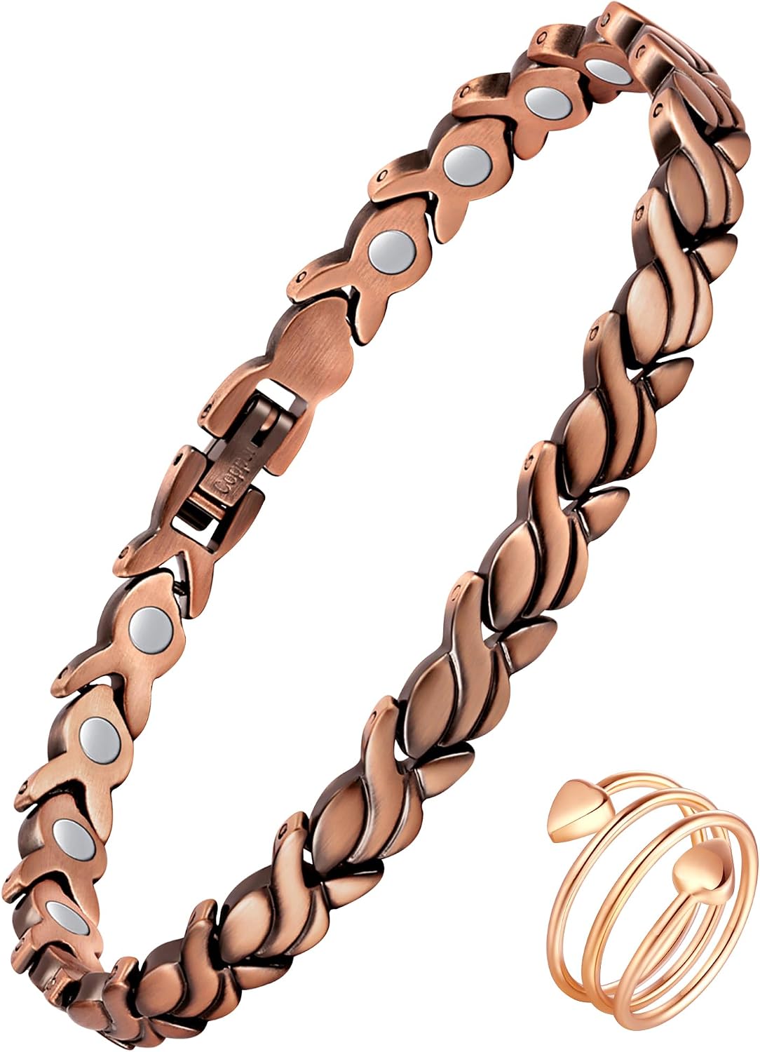 Jecanori 99% Pure Copper Ankle Bracelets for Women - Copper Ring Set