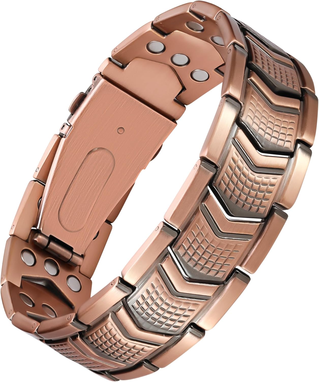Pulsera de cobre Jecanori para hombre, pulseras magnéticas de resistencia 3X para hombre, cierre plegable de primera calidad