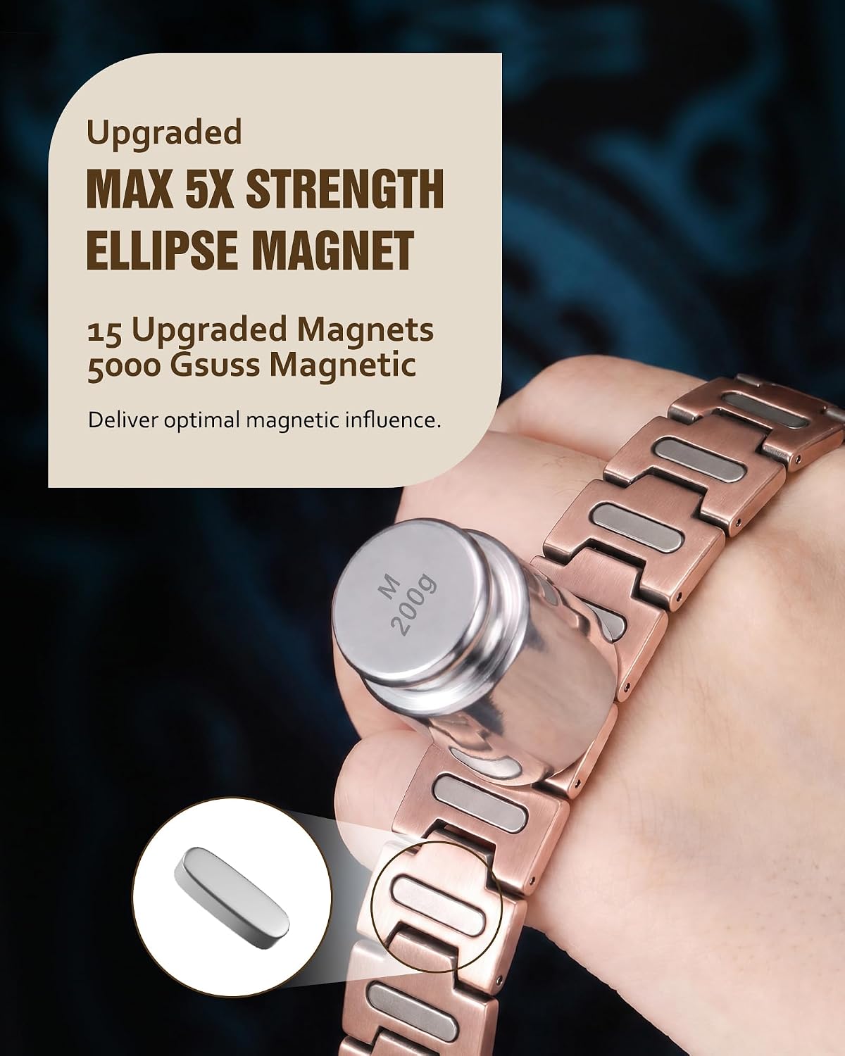 Jecanori Pure Copper Bracelet for Men, 5X Strength Magnetic Bracelets with 5000 Gauss Magnets, Adjustable Mens Copper Bracelet with Premium Fold-Over Clasp