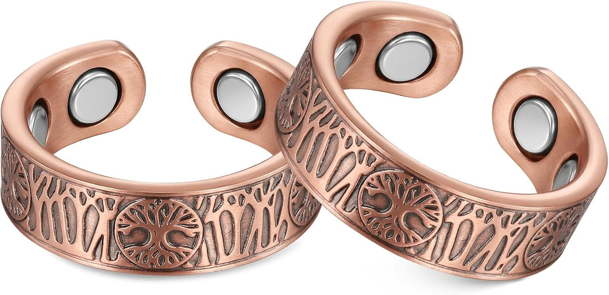 Jecanori 2PCS Magnetic Copper Rings for Women & Men