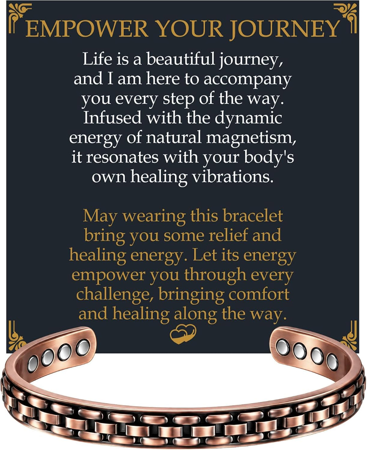 Jecanori Copper Cuff Magnetic Bracelets for Men & Women