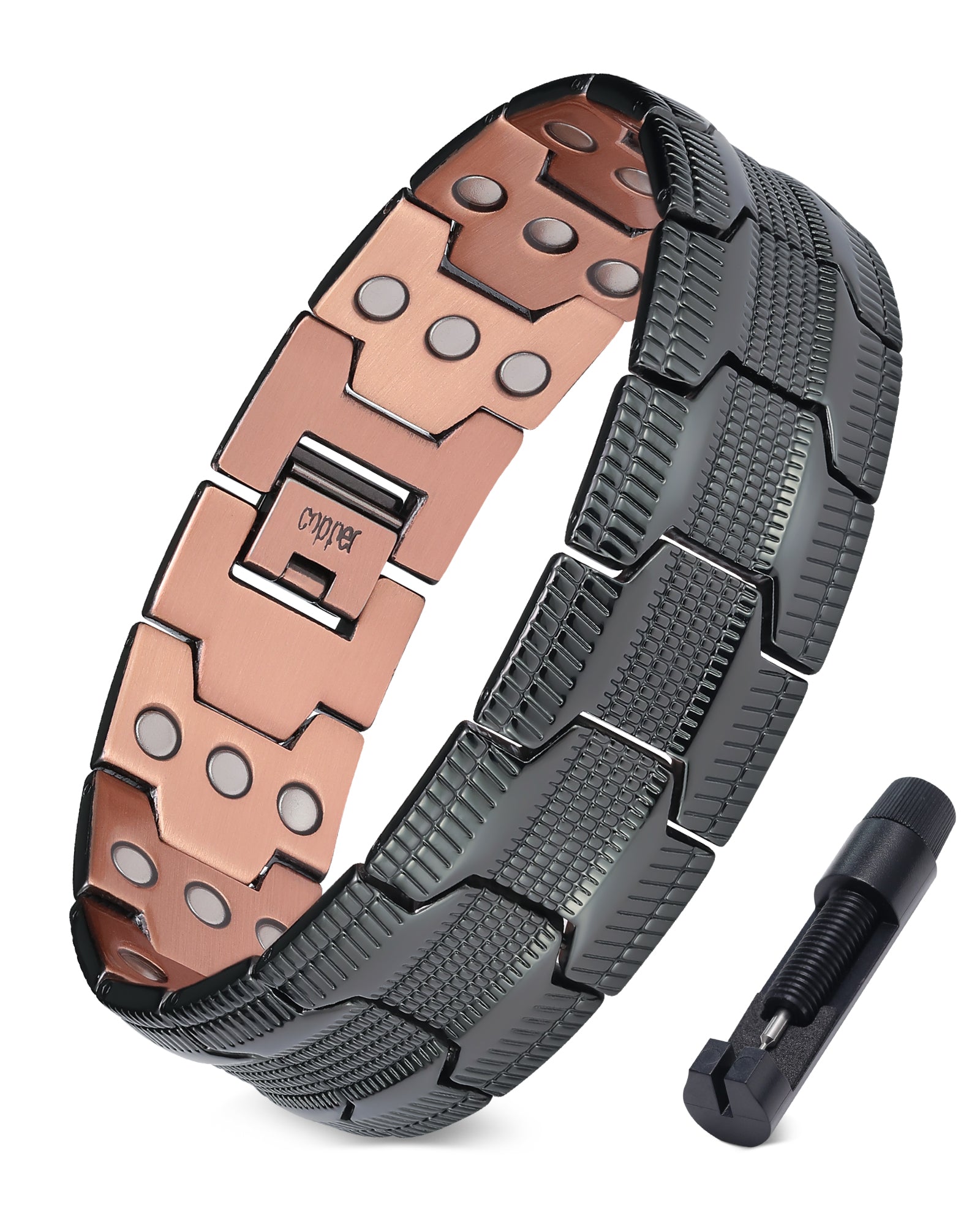 Jecanori 3X Strength Copper Magnetic Bracelet for Men,Pure Copper Bracelet Included Adjustable Sizing Tool