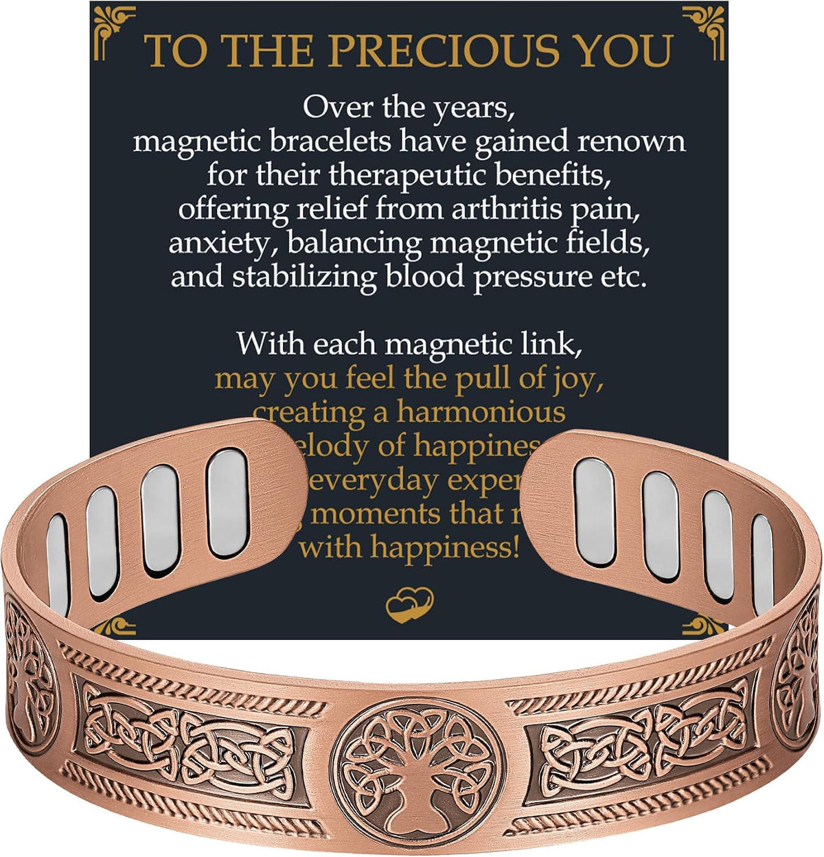 Jecanori Copper Bracelet for Men with Upgrade 5,000 Gauss Elliptical Magnet