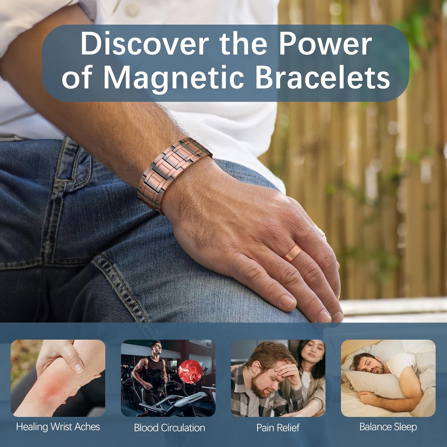 Jecanori 3X Strength Copper Magnetic Bracelet for Men
