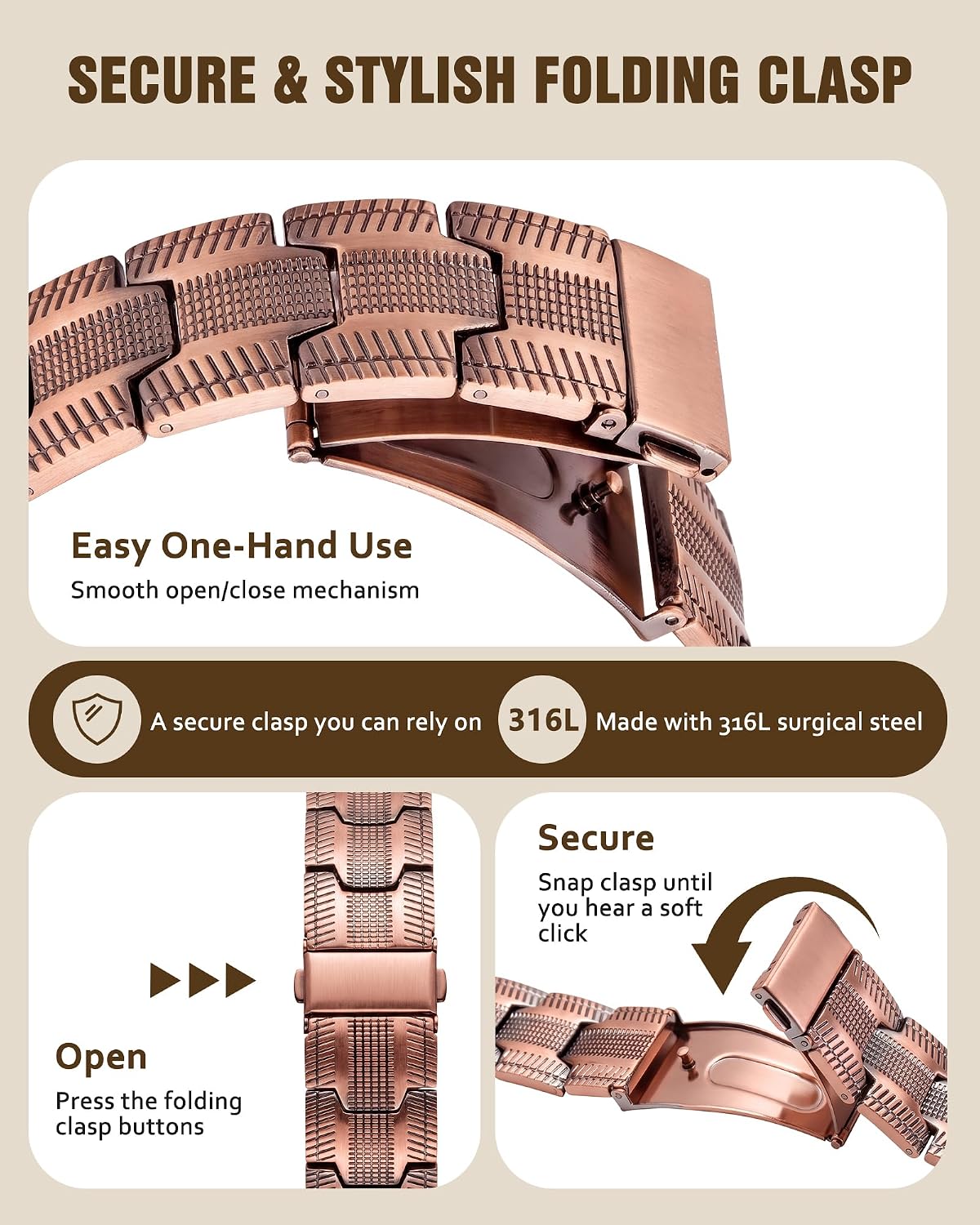 Jecanori Pure Copper Bracelet for Men, 5X Strength Magnetic Bracelets with 5000 Gauss Magnets, Adjustable Mens Copper Bracelet with Premium Fold-Over Clasp