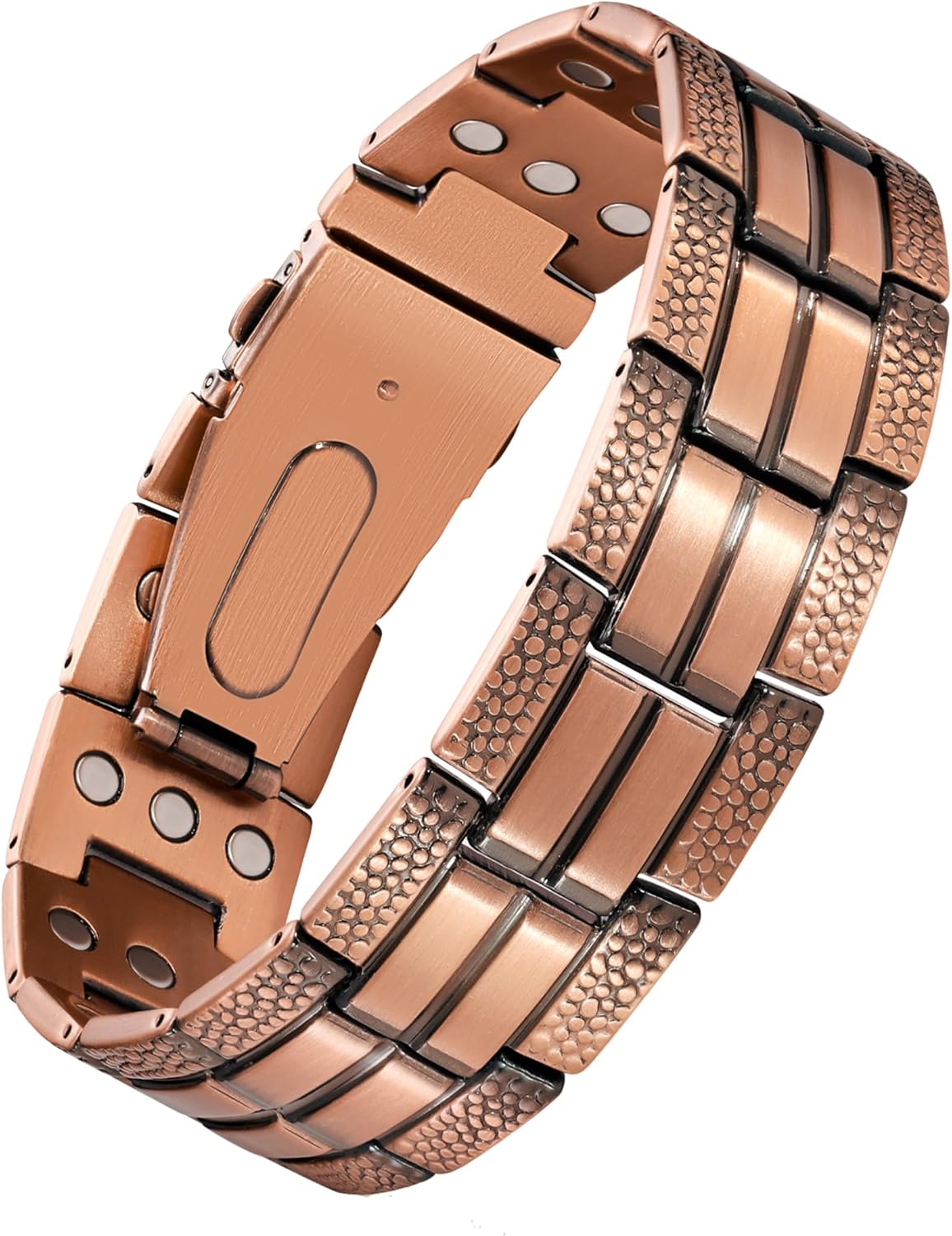 Pulsera de cobre Jecanori 3X para hombre, pulseras de cobre magnéticas para hombre con cierre plegable de primera calidad, herramienta ajustable incluida