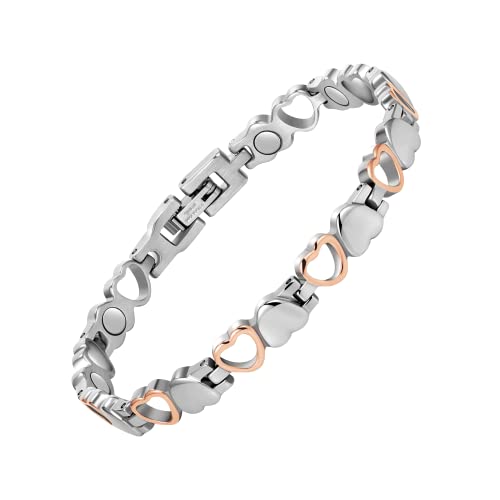 Pulsera magnética Jecanori para mujer, brazalete de acero de titanio, regalo de San Valentín con herramienta ajustable (serie Braveheart)