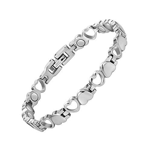 Pulsera magnética Jecanori para mujer, brazalete de acero de titanio, regalo de San Valentín con herramienta ajustable (serie Braveheart)