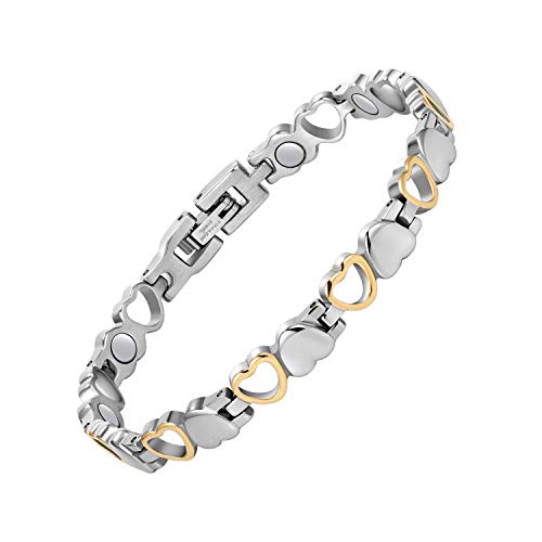 Pulsera magnética Jecanori para mujer, brazalete de acero de titanio, regalo de San Valentín con herramienta ajustable (serie Braveheart)