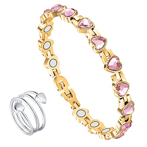 Pulsera magnética de desintoxicación linfática Jecanori para mujer, pulsera magnética de acero de titanio, pulseras, joyería magnética