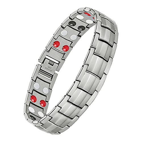 Pulseras magnéticas Jecanori para hombres: pulsera de acero de titanio ultra para hombres con herramienta de extracción y caja de regalo de joyería