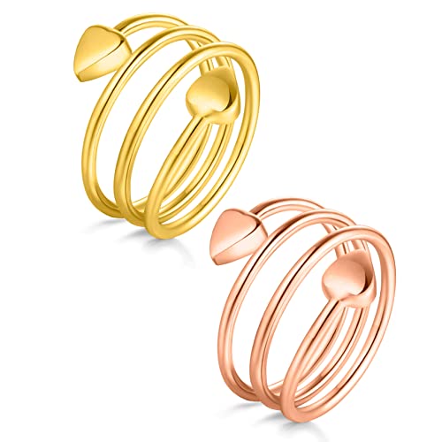 Anillos de cobre Jecanori para mujer, anillo magnético ajustable con forma de corazón de amor, anillos de cobre, regalo de joyería navideña con caja de anillo, regalo de anillos