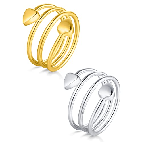 Anillos de cobre Jecanori para mujer, anillo magnético ajustable con forma de corazón de amor, anillos de cobre, regalo de joyería navideña con caja de anillo, regalo de anillos