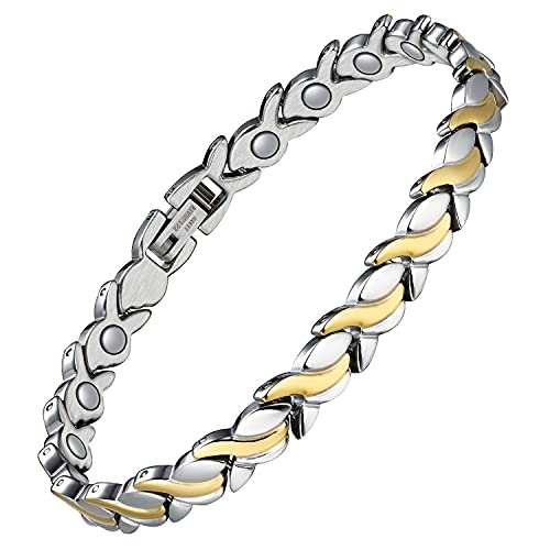 Pulseras magnéticas Jecanori para mujer, pulseras ajustables de acero de titanio, regalos de San Valentín con herramienta de medición de tamaño (serie sirena)