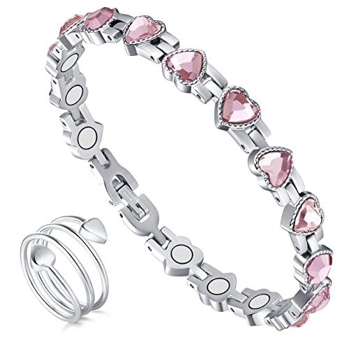 Pulsera magnética de desintoxicación linfática Jecanori para mujer, pulsera magnética de acero de titanio, pulseras, joyería magnética