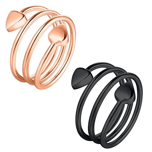 Anillos de cobre Jecanori para mujer, anillo magnético ajustable con forma de corazón de amor, anillos de cobre, regalo de joyería navideña con caja de anillo, regalo de anillos
